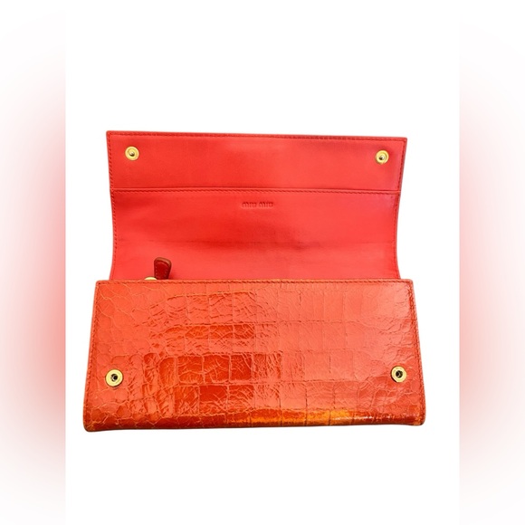 MIU MIU Croc Embossed Leather Long Wallet - Picture 7 of 15